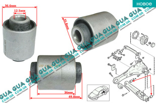 Сайлентблок рычага заднего нижнего поперечного ( 1 шт ) Volvo / ВОЛЬВО V40 2000-2004 1.8i (1834 куб. см.)