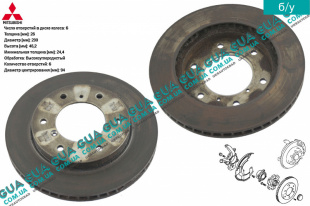 Тормозной диск вентилируемый передний Mitsubishi / МИТСУБИСИ PAJERO III 2000-2006 / ПАДЖЕРО 3 00-06 2.5TD 4WD (2477 куб.см.)
