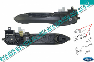 Ручка передней левой двери наружная Ford / ФОРД FOCUS I 1998-2004 / ФОКУС 1 98-04 2.0 V16 (1988 куб. см.)