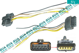 Фишка / разъем з проводами / штекер моторчика переднего стеклоочистителя ( электродвигателя дворников ) 5 контактов   