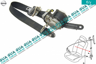 Ремень безопасности инерционный с пиропатроном передний левый Nissan / НИССАН ALMERA N16 / АЛЬМЭРА Н16 2.2 DCI ( 2184 куб.см.)