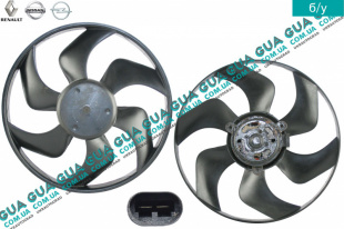 Вентилятор основного радиатора с моторчиком D390 лопастей 6 Renault / РЕНО LAGUNA II / ЛАГУНА 2 2.2DCI (2188 куб.см.),