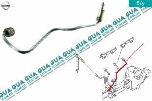 Трубка цилиндра 1 топливной системы ТНВД ( от форсунки к рейке ) Nissan / НИССАН ALMERA N16 / АЛЬМЭРА Н16 2.2 DCI ( 2184 куб.см.)