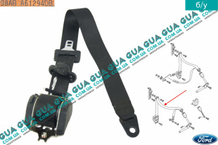 Ремень безопасности инерционный передней правый Ford / ФОРД FOCUS I 1998-2004 / ФОКУС 1 98-04 1.6 V16 (1596 куб. см.)