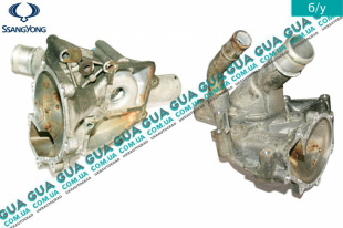 Корпус термостата / термостат / Фланец охлаждающей жидкости  SsangYong / САНГЙОНГ KYRON 2.0XDI (1998 куб.см.)