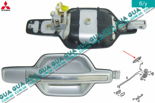 Ручка задней левой двери наружная Mitsubishi / МИТСУБИСИ PAJERO III 2000-2006 / ПАДЖЕРО 3 00-06 2.5TD 4WD (2477 куб.см.)