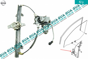 Стеклоподъемник левой передней двери электрический  ( 2 пинов ) Nissan / НИССАН ALMERA N16 / АЛЬМЭРА Н16 2.2 DCI ( 2184 куб.см.)