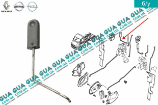 Кнопка внутренняя / тяга закрытия замка передней правой двери   