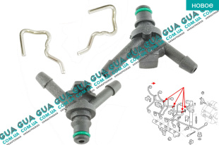 Штуцер / коннектор трубки обратки топлива ( Т - образный 1шт ) 07- Ford / ФОРД C-MAX 2003-2007 / ФОКУС С-МАКС 2.0TDCI  (1997 куб. см.)