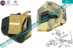 Замок боковой правой сдвижной двери механический Peugeot / ПЕЖО PARTNER M59 2003-2008 / ПАРТНЕР М59 03-08 1.9D (1868 куб.см.)
