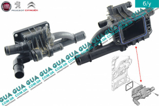 Корпус термостата / термостат / фланец охлаждающей жидкости  Volvo / ВОЛЬВО C30 1.6D (1560 куб.см.)