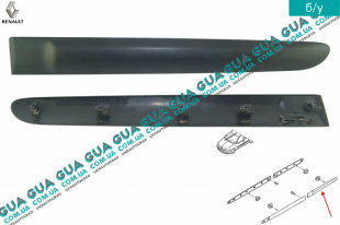 Молдинг задней левой двери ( листва, накладка декоративная ) хэтчбек Renault / РЕНО CLIO II / КЛИО 2 1.9DTI (1870 куб.см.)