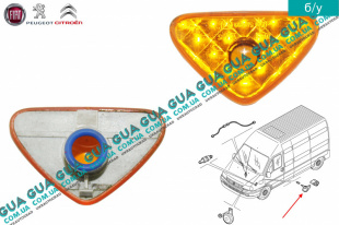 Указатель поворота / боковой повторитель ( желтый ) Peugeot / ПЕЖО BOXER II 2002-2006 / БОКСЕР 2 02-06 2.8 HDI (2799 куб.см.)