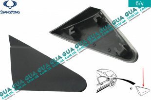 Молдинг ( листва ) декоративная накладка зеркала правая SsangYong / САНГЙОНГ KYRON 2.0XDI (1998 куб.см.)