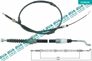 Трос ручного тормоза левый / правый ( задний / короткая база ) L1631 / 1273 VW / ВОЛЬКС ВАГЕН TRANSPORTER V 2003- / ТРАНСПОРТЕР 5 03- 2.0TDI (1968 куб.см.)