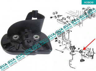 Замок задний боковой / сдвижной правой двери ( защелка ) VW / ВОЛЬКС ВАГЕН TRANSPORTER V 2003- / ТРАНСПОРТЕР 5 03- 2.0TDI (1968 куб.см.)