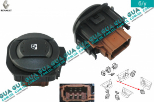 Кнопка стеклоподъемника передней правой двери 6 контактов	   