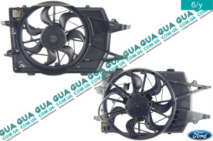 Диффузор основного радиатора в сборе ( моторчик вентилятора / крыльчатка / реостат ) Ford / ФОРД FOCUS I 1998-2004 / ФОКУС 1 98-04 1.8TDCI (1753 куб. см.)