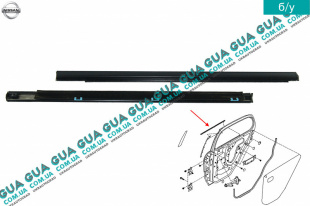 Молдинг / декоративная накладка стекла задней правой двери   