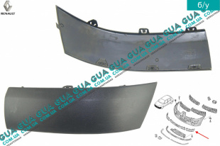 Накладка декоративная / молдинг / листва переднего бампера левая Renault / РЕНО CLIO II / КЛИО 2 1.9DTI (1870 куб.см.)