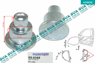 Втулка ( заклепка ) направляющого ролика стеклоподъемника 1 шт   