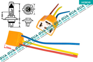 Патрон лампы / разъём керамический  для ламп H4 P43T / P45T 1шт ( 8.2А )   