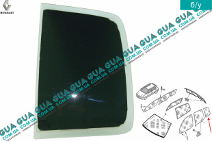 Стекло двери задней левой ( форточка ) Renault / РЕНО CLIO II / КЛИО 2 1.9DTI (1870 куб.см.)