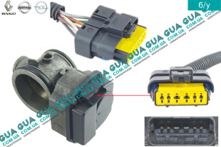 Фишка / разъем с проводами / штекер заслонки воздуха / дроссельной заслонки ( 6 контактов )   