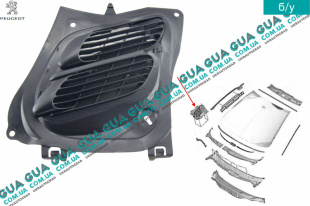 Воздухозаборник отопителя / печки ( накладка крышки капота )   