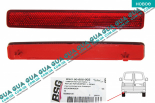 Отражатель заднего бампера ( катафот ) левый VW / ВОЛЬКС ВАГЕН TRANSPORTER V 2003- / ТРАНСПОРТЕР 5 03- 2.0TDI (1968 куб.см.)