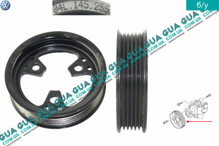 Шкив насоса гидроусилителя руля ( шкив привода ГУР ) 6 ручейков VW / ВОЛЬКС ВАГЕН TRANSPORTER V 2003- / ТРАНСПОРТЕР 5 03- 2.0TDI (1968 куб.см.)