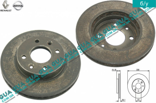 Тормозной диск вентилируемый передний Renault / РЕНО CLIO II / КЛИО 2 1.9DTI (1870 куб.см.)