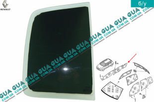 Стекло двери задней правой ( форточка ) Renault / РЕНО CLIO II / КЛИО 2 1.9DTI (1870 куб.см.)
