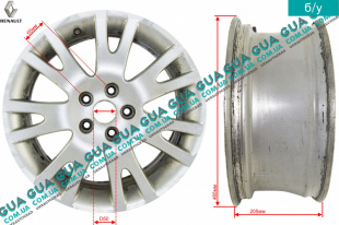 Диск колесный легкосплавный R17 7JX17 ET50 ( титановый ) Renault / РЕНО LAGUNA II / ЛАГУНА 2 2.2DCI (2188 куб.см.),
