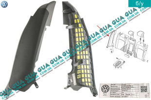 Внутренняя обшивка ( молдинг ) накладка стойки задней правой ( для авто без боковых подушек безопасности ) 2017-   