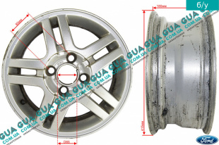 Диск колесный легкосплавный R15 6JX15 ET52.5 ( титановый ) Ford / ФОРД FOCUS I 1998-2004 / ФОКУС 1 98-04 1.6 V16 (1596 куб. см.)