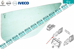 Стекло правое треугольное передней двери ( форточка ) Renault / РЕНО MASCOTT 2004-2010 / МАСКОТ 04-10 3.0TDI (2953 куб.см.)