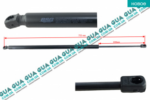 Амортизатор задней двери ( амортизатор крышки багажника / ляды ) телескопическая рейка ( 755/210mm/970N )   