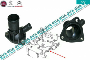 Фланец охлаждающей жидкости / Тройник корпуса термостата /   