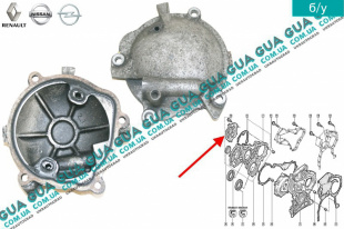 Крышка передняя водяного насоса ( помпы ) Renault / РЕНО LAGUNA II / ЛАГУНА 2 2.2DCI (2188 куб.см.),
