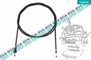 Трос открытия капота 91> L1670 мм   