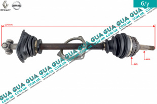 Полуось левая Z21 ( привод в зборе с шрусами c АБС / ABS ) Renault / РЕНО CLIO II / КЛИО 2 1.9DTI (1870 куб.см.)