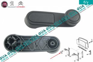 Ручка стеклоподъемника передней двери Peugeot / ПЕЖО EXPERT 1995-2004 / ЭКСПЕРТ 95-04 1.9D (1868 куб.см.)