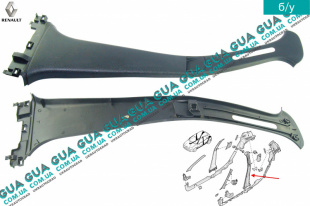 Внутренняя обшивка ( молдинг ) накладка стойки средней левой  Renault / РЕНО CLIO II / КЛИО 2 1.9DTI (1870 куб.см.)