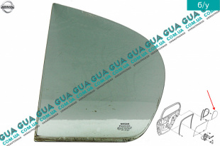 Стекло двери задней левой ( форточка ) Nissan / НИССАН ALMERA N16 / АЛЬМЭРА Н16 2.2 DCI ( 2184 куб.см.)