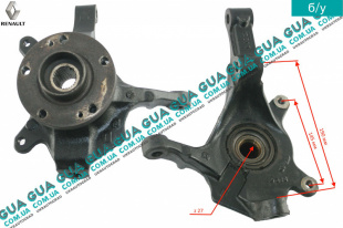 Поворотный кулак / цапфа левая с ступицей под ABS / АБС Z 27 Renault / РЕНО LAGUNA II / ЛАГУНА 2 2.2DCI (2188 куб.см.),