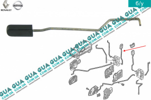 Кнопка внутренняя / тяга закрытия замка передней левой / правой двери   