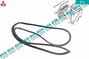 Уплотнитель дверного проема задний левий ( кузова ) Mitsubishi / МИТСУБИСИ PAJERO III 2000-2006 / ПАДЖЕРО 3 00-06 3.5 (3497 куб.см.)