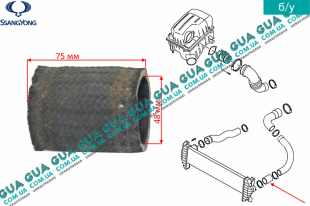 Патрубок ( трубка ) интеркулера SsangYong / САНГЙОНГ KYRON 2.0XDI (1998 куб.см.)