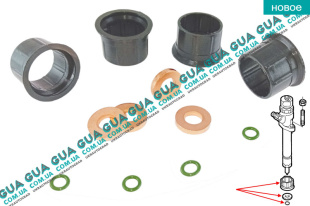 Ремкомплект топливной форсунки / уплотнительное кольцо форсунки ( шайба сальник прокладка ) комплект 4шт Delphi Volvo / ВОЛЬВО C70 II 2.0D (1997 куб. см.)